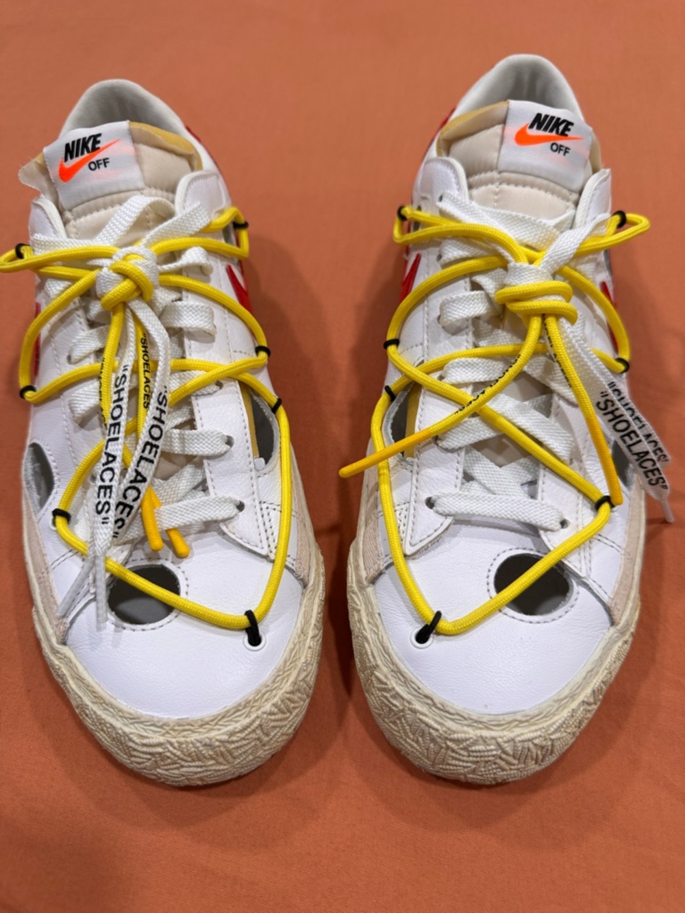Nike Off White Sneakers Men Size 10 White Yellow Virgil Abloh Collaboration